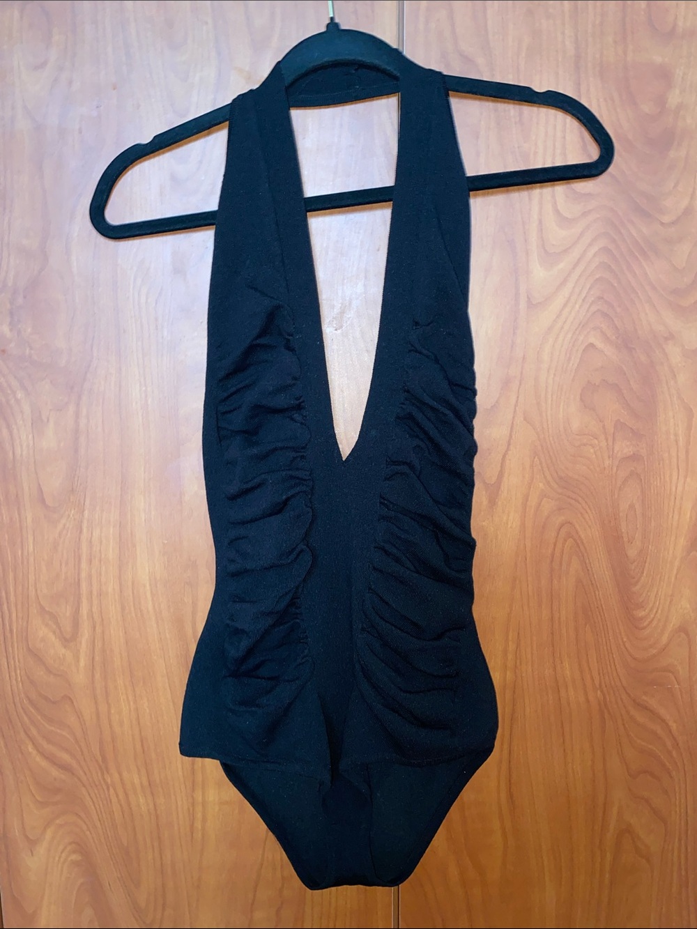 Victoria Beckham and Mango Black Ruched Halter Bodysuit